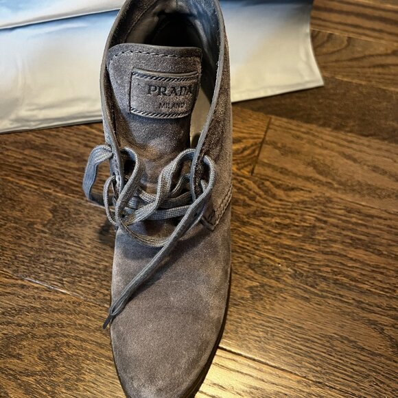 Prada Sport Scamosciato Ghiaia Suede Booties (Gray) - Picture 7 of 11